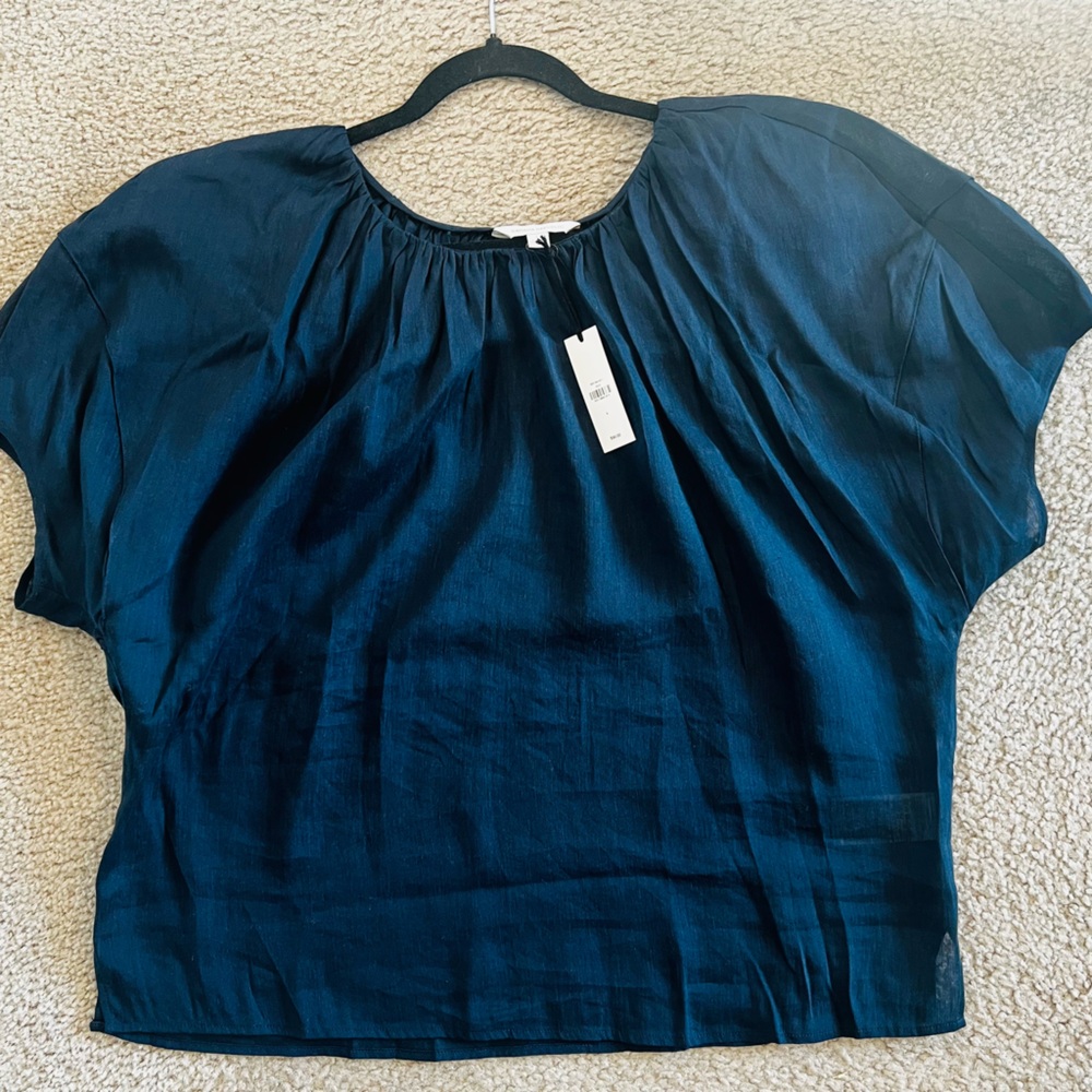 Banana Republic Linen Navy Blue Women's Top